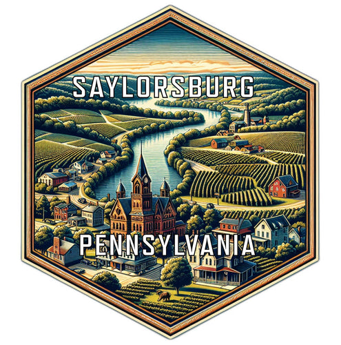 Saylorsburg Pennsylvania Souvenir Travel Destination Die Cut Hexagon Fridge Magnet 6-Inch