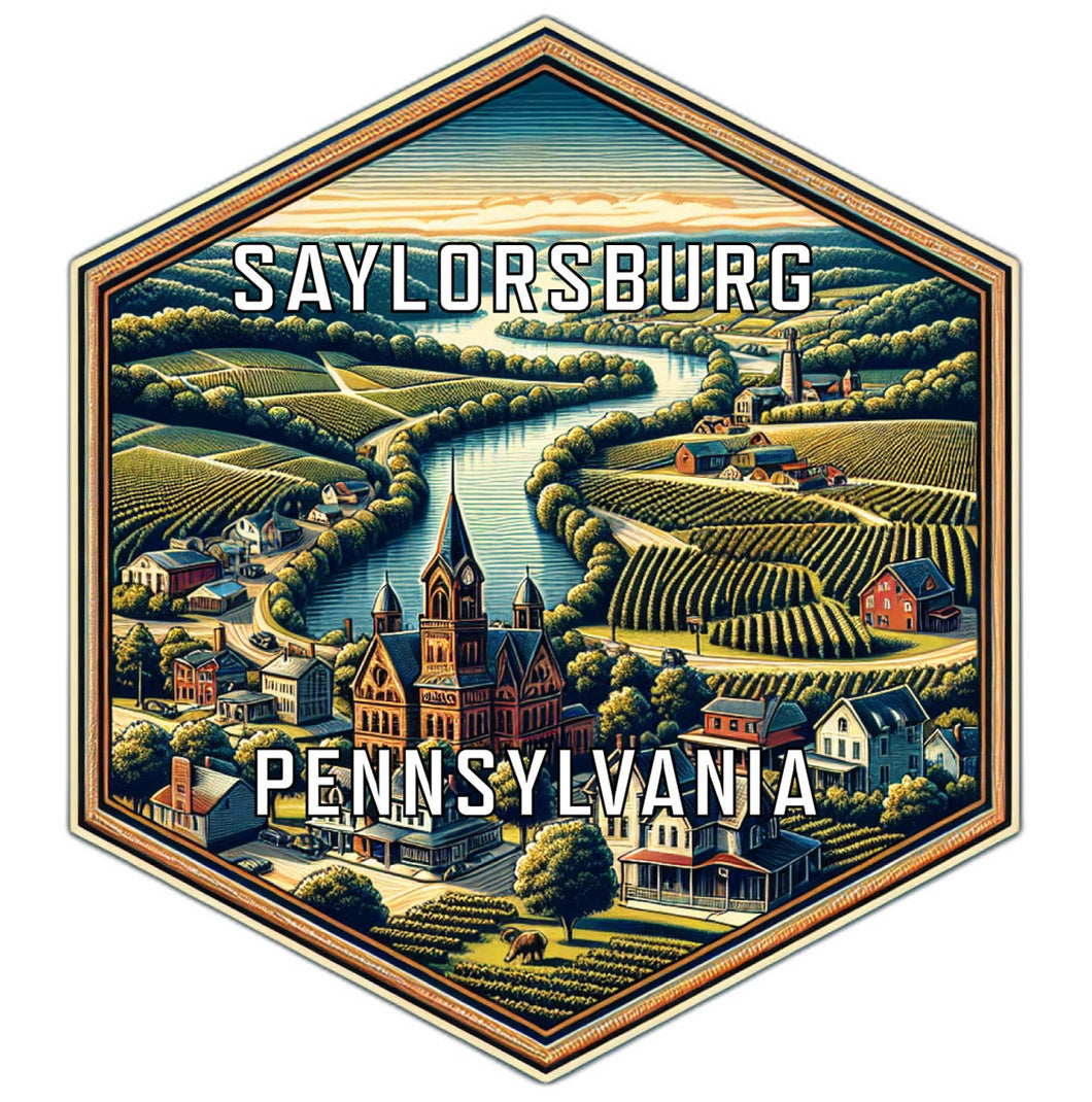 Saylorsburg Pennsylvania Souvenir Travel Destination Die Cut Hexagon Fridge Magnet 6-Inch