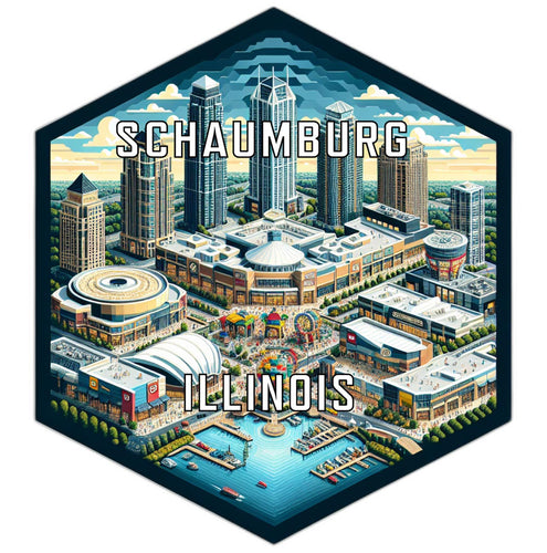 Schaumburg Illinois Souvenir Travel Destination Die Cut Hexagon Fridge Magnet 2-Inch