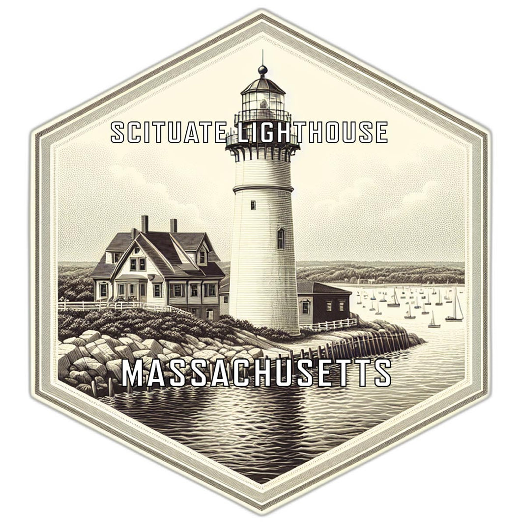 Scituate Lighthouse Massachusetts Souvenir Travel Destination Die Cut Hexagon Fridge Magnet 2-Inch