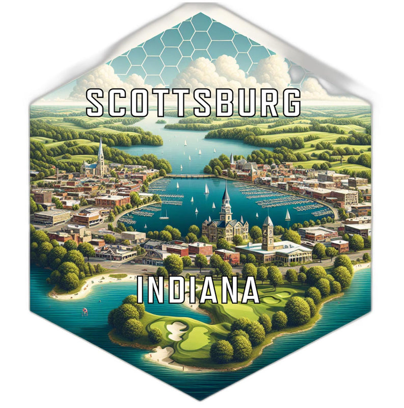 Scottsburg Indiana Souvenir Travel Destination Die Cut Hexagon Fridge Magnet 2-Inch