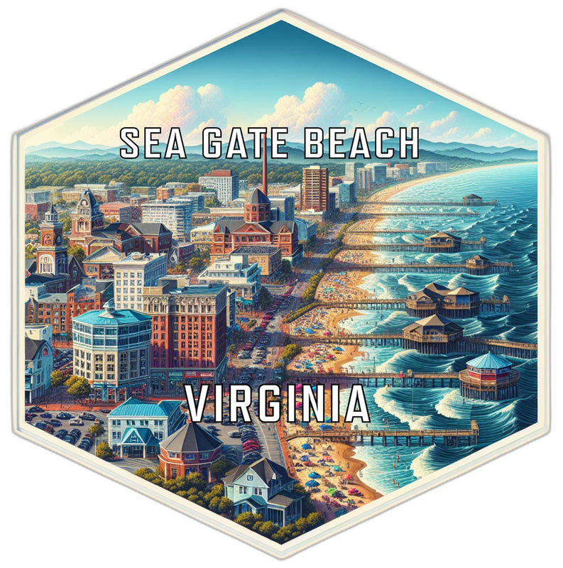 Sea Gate Beach Virginia Travel Destination Souvenir Vinyl Decal Sticker 6-Inch