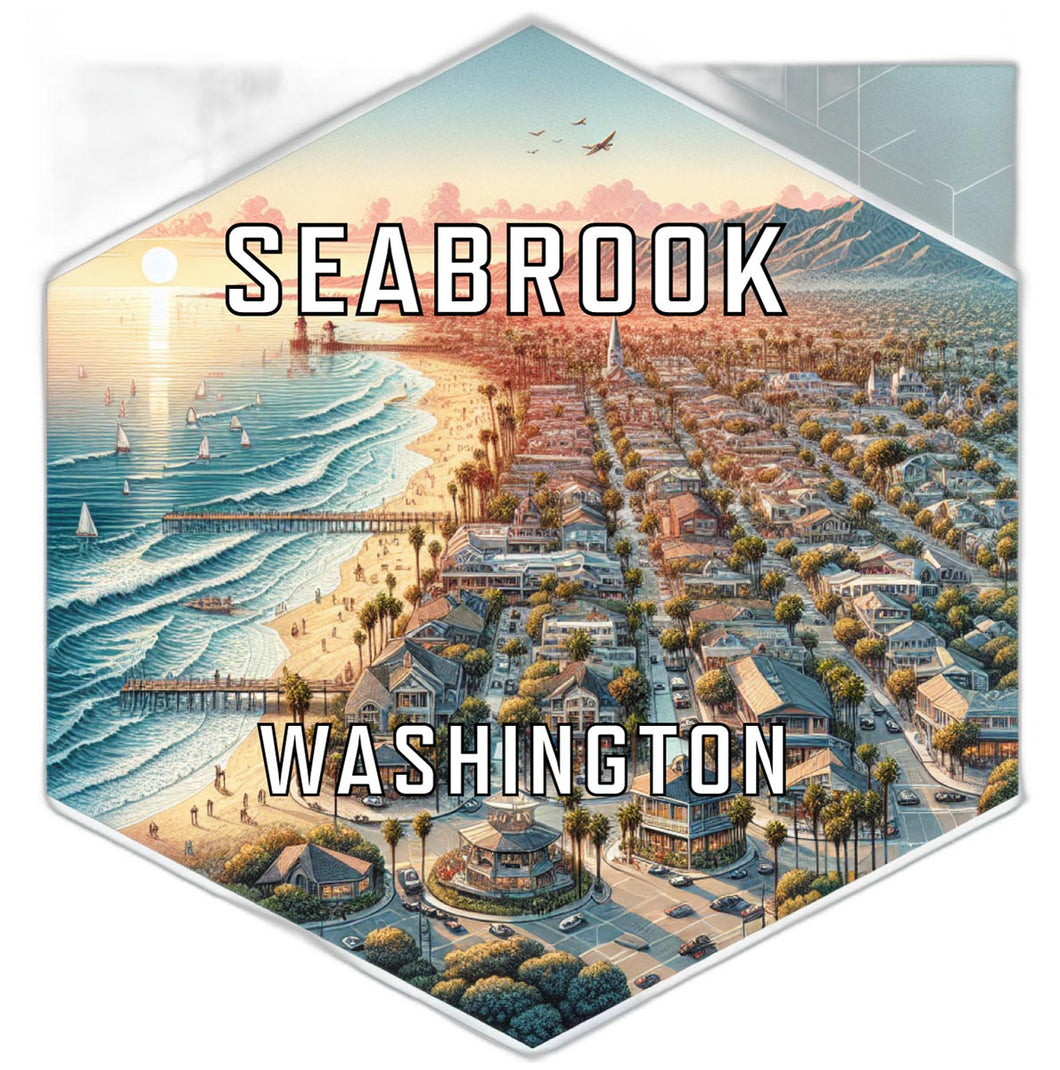 Seabrook Washington Souvenir Travel Destination Die Cut Hexagon Fridge Magnet 2-Inch