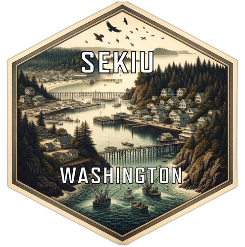 Sekiu Washington Souvenir Travel Destination Die Cut Hexagon Fridge Magnet 6-Inch