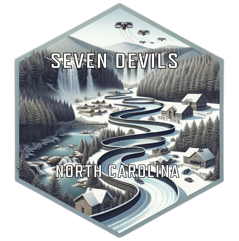Seven Devils North Carolina Souvenir Travel Destination Die Cut Hexagon Fridge Magnet 2-Inch