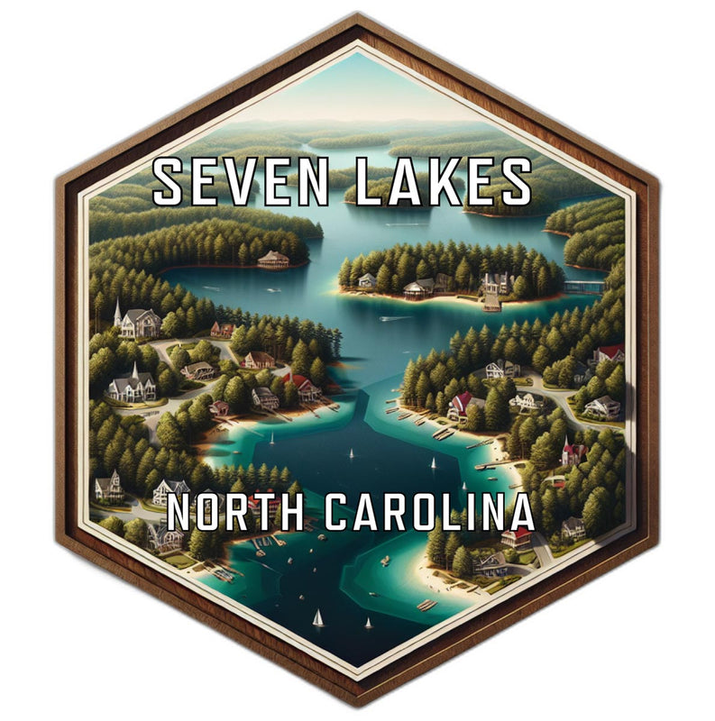 Seven Lakes North Carolina Souvenir Travel Destination Die Cut Hexagon Fridge Magnet 2-Inch