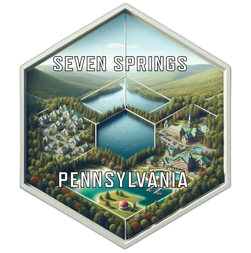 Seven Springs Pennsylvania Souvenir Travel Destination Die Cut Hexagon Fridge Magnet 2-Inch