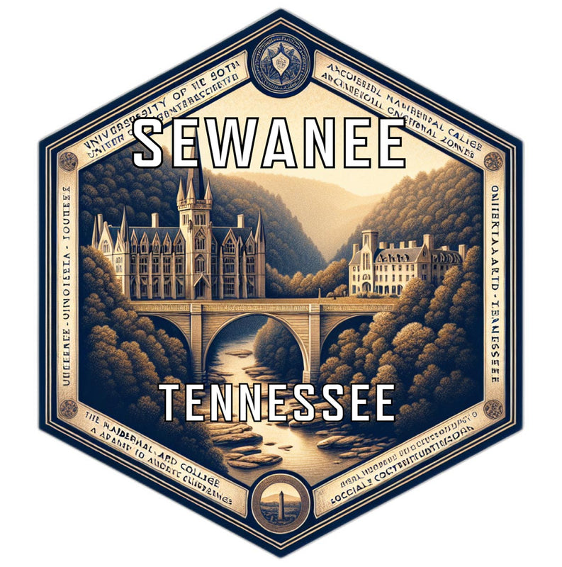 Sewanee Tennessee Souvenir Travel Destination Die Cut Hexagon Fridge Magnet 6-Inch