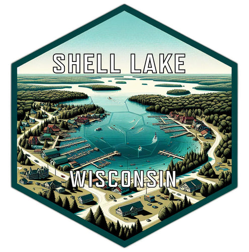 Shell Lake Wisconsin Souvenir Travel Destination Die Cut Hexagon Fridge Magnet 2-Inch