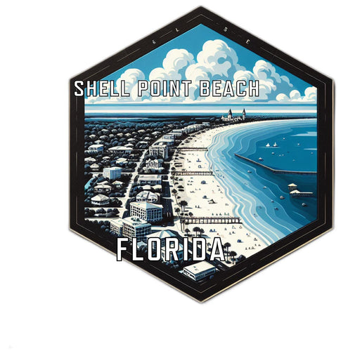 Shell Point Beach Florida Souvenir Travel Destination Die Cut Hexagon Fridge Magnet 2-Inch
