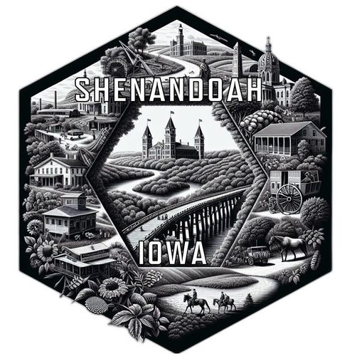 Shenandoah Iowa Souvenir Travel Destination Die Cut Hexagon Fridge Magnet 6-Inch