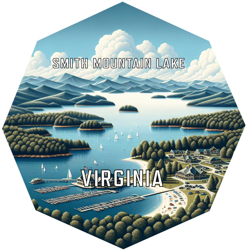 Smith Mountain Lake Virginia Souvenir Travel Destination Die Cut Hexagon Fridge Magnet 2-Inch