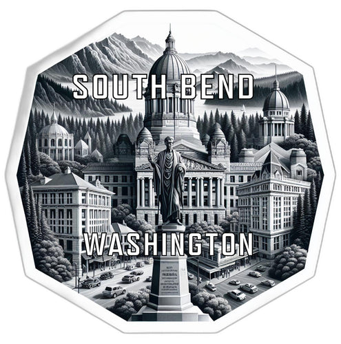 South Bend Washington Souvenir Travel Destination Die Cut Hexagon Fridge Magnet 6-Inch