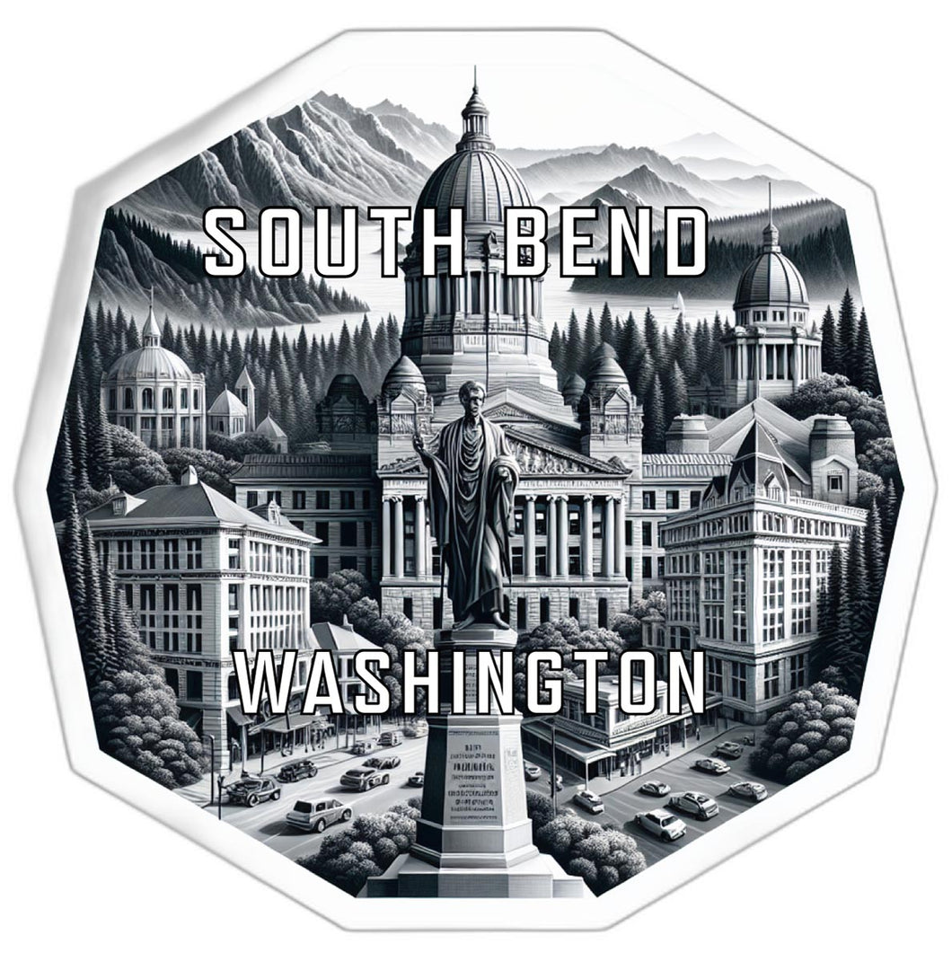 South Bend Washington Souvenir Travel Destination Die Cut Hexagon Fridge Magnet 6-Inch