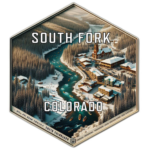 South Fork Colorado Souvenir Travel Destination Die Cut Hexagon Fridge Magnet 6-Inch