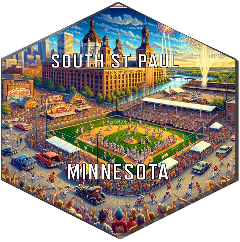 South St Paul Minnesota Souvenir Travel Destination Die Cut Hexagon Fridge Magnet 2-Inch
