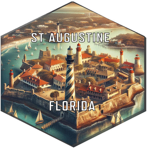 St Augustine Florida Souvenir Travel Destination Die Cut Hexagon Fridge Magnet 2-Inch