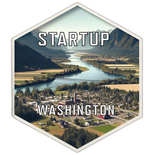 Startup Washington Souvenir Travel Destination Die Cut Hexagon Fridge Magnet 6-Inch