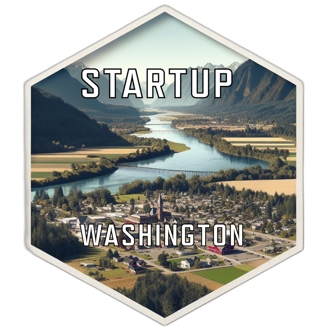 Startup Washington Souvenir Travel Destination Die Cut Hexagon Fridge Magnet 6-Inch