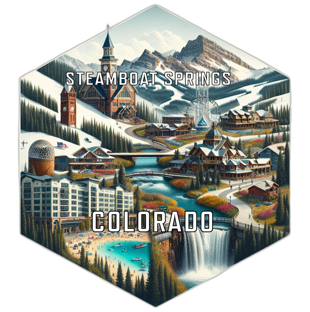 Steamboat Springs Colorado Souvenir Travel Destination Die Cut Hexagon Fridge Magnet 6-Inch
