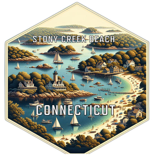 Stony Creek Beach Connecticut Souvenir Travel Destination Die Cut Hexagon Fridge Magnet 2-Inch