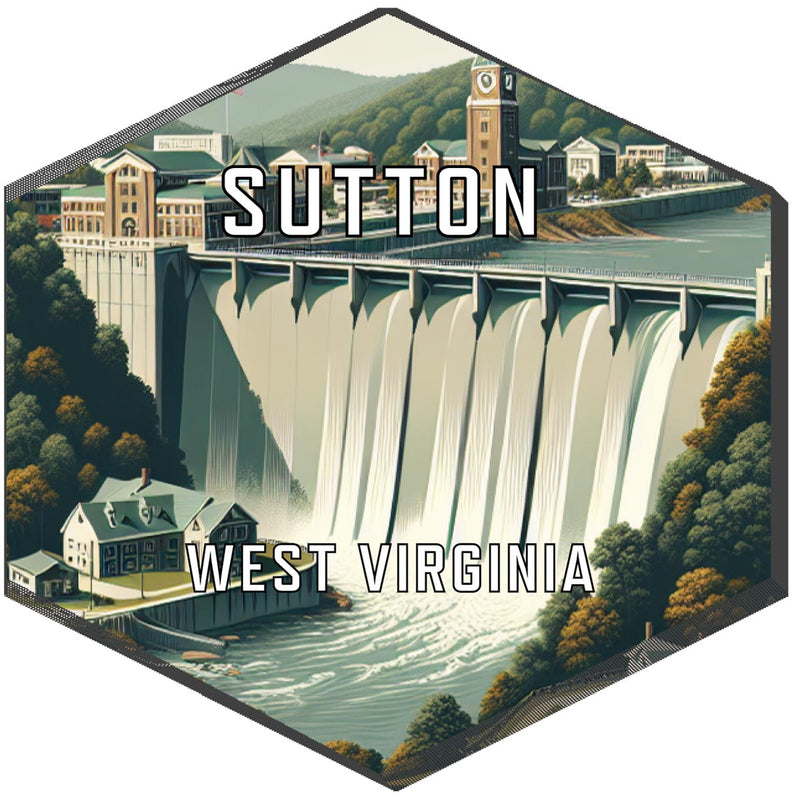Sutton West Virginia Souvenir Travel Destination Die Cut Hexagon Fridge Magnet 2-Inch