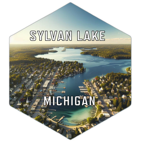 Sylvan Lake Michigan Souvenir Travel Destination Die Cut Hexagon Fridge Magnet 6-Inch