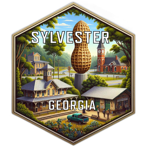 Sylvester Georgia Souvenir Travel Destination Die Cut Hexagon Fridge Magnet 2-Inch
