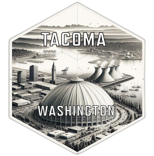 Tacoma Washington Souvenir Travel Destination Die Cut Hexagon Fridge Magnet 2-Inch