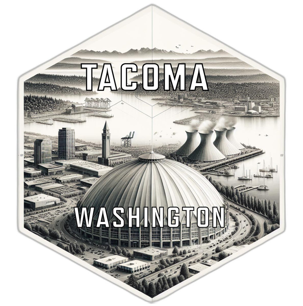 Tacoma Washington Souvenir Travel Destination Die Cut Hexagon Fridge Magnet 2-Inch