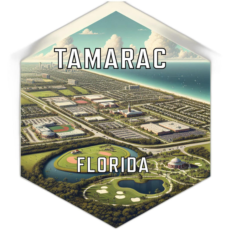 Tamarac Florida Souvenir Travel Destination Die Cut Hexagon Fridge Magnet 6-Inch