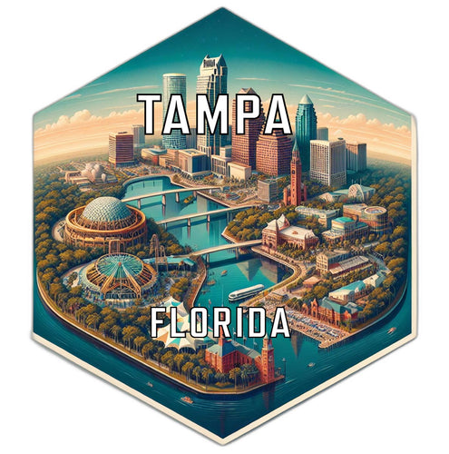 Tampa Florida Souvenir Travel Destination Die Cut Hexagon Fridge Magnet 4-Inch