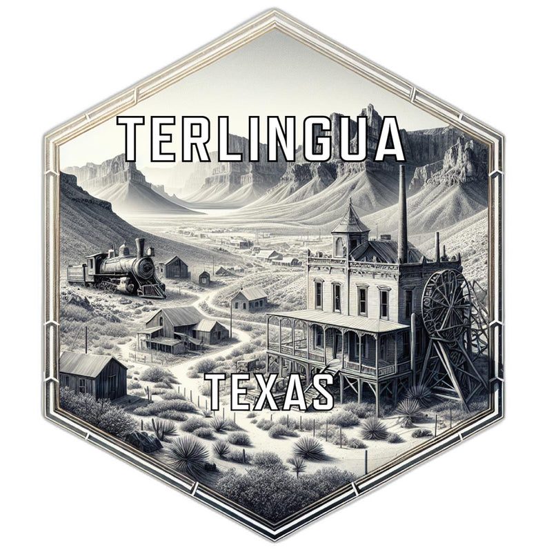 Terlingua Texas Souvenir Travel Destination Die Cut Hexagon Fridge Magnet 6-Inch