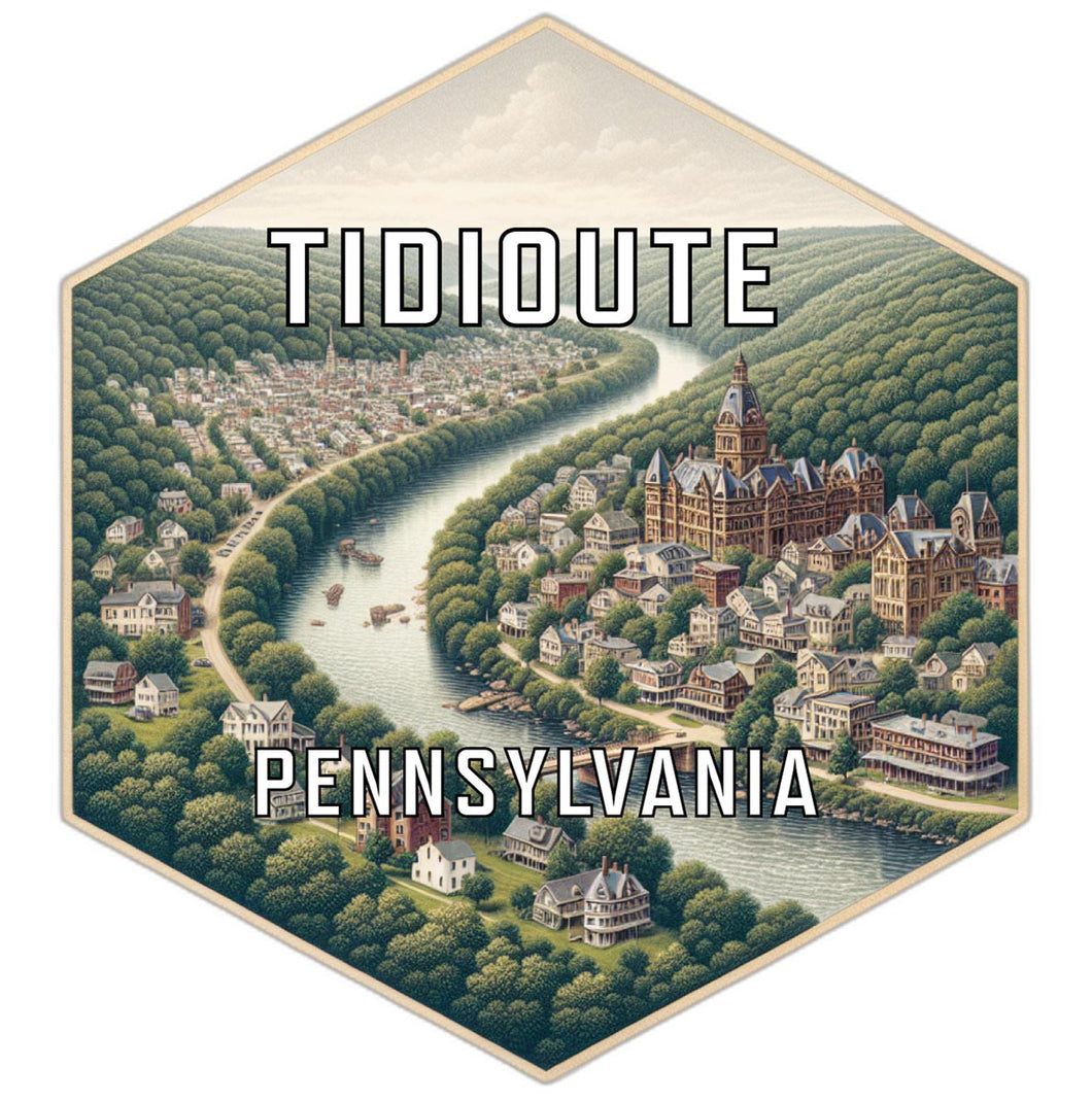 Tidioute Pennsylvania Souvenir Travel Destination Die Cut Hexagon Fridge Magnet 2-Inch