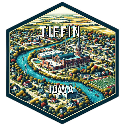 Tiffin Iowa Souvenir Travel Destination Die Cut Hexagon Fridge Magnet 2-Inch
