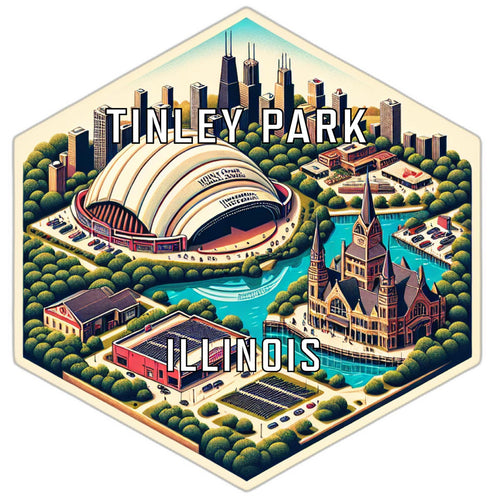 Tinley Park Illinois Souvenir Travel Destination Die Cut Hexagon Fridge Magnet 2-Inch
