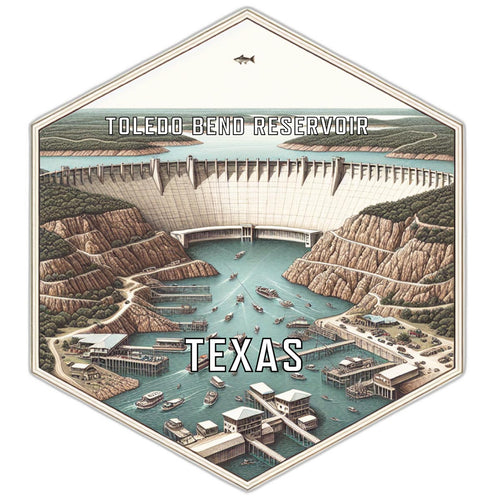 Toledo Bend Reservoir Texas Souvenir Travel Destination Die Cut Hexagon Fridge Magnet 6-Inch