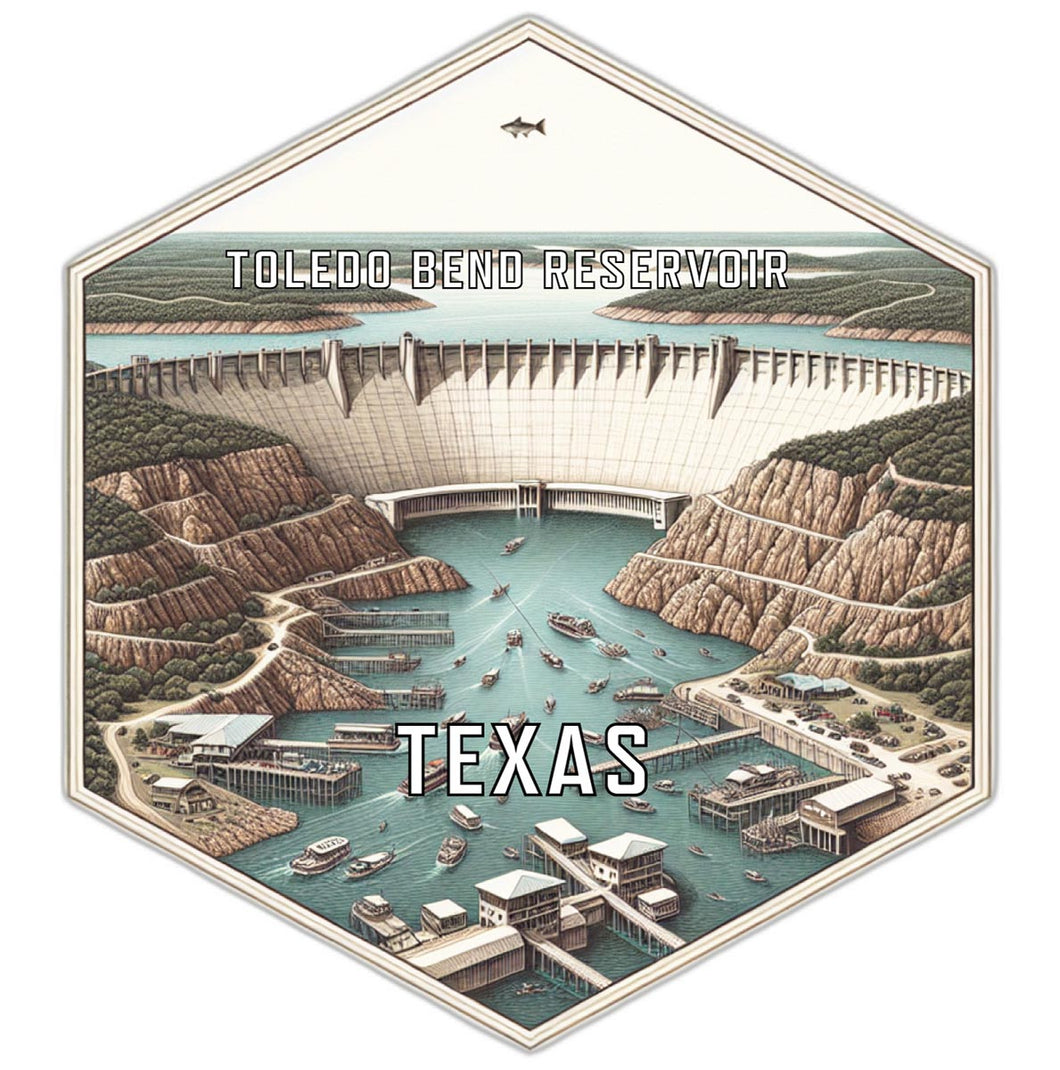 Toledo Bend Reservoir Texas Souvenir Travel Destination Die Cut Hexagon Fridge Magnet 6-Inch