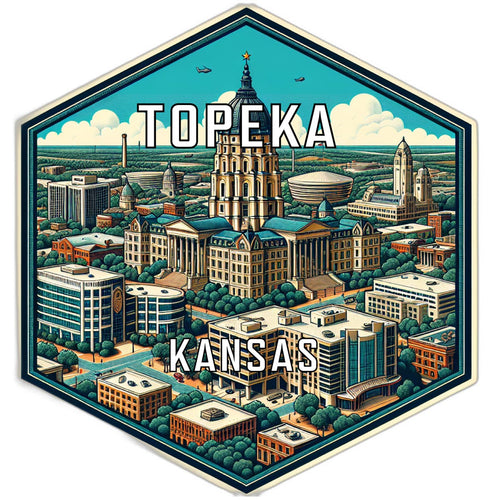 Topeka Kansas Souvenir Travel Destination Die Cut Hexagon Fridge Magnet 2-Inch