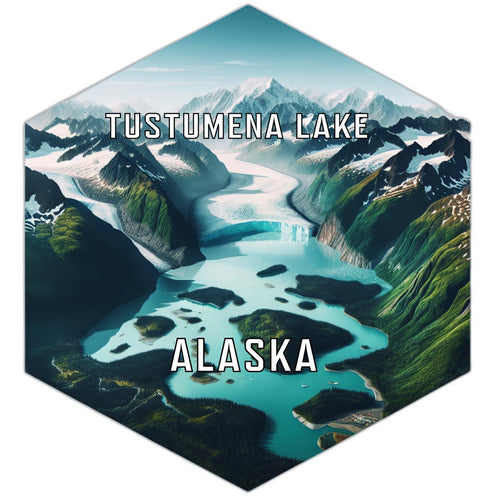 Tustumena Lake Alaska Souvenir Travel Destination Die Cut Hexagon Fridge Magnet 2-Inch