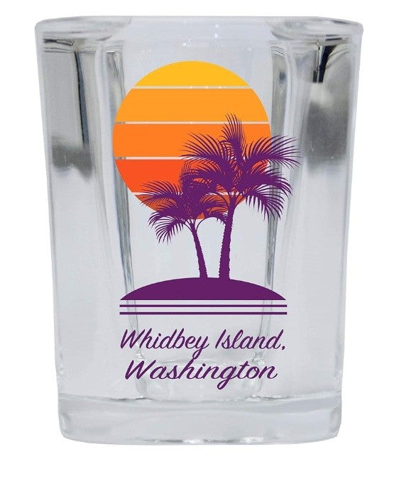 Whidbey Island Washington Souvenir 2 Ounce Square Shot Glass Palm Design