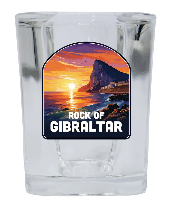 Rock of Gibraltar Design A Souvenir 2 oz Shot Glass Square