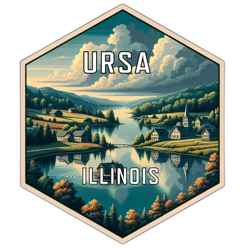 Ursa Illinois Souvenir Travel Destination Die Cut Hexagon Fridge Magnet 2-Inch