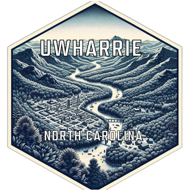 Uwharrie North Carolina Souvenir Travel Destination Die Cut Hexagon Fridge Magnet 6-Inch