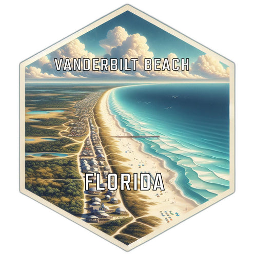 Vanderbilt Beach Florida Souvenir Travel Destination Die Cut Hexagon Fridge Magnet 2-Inch