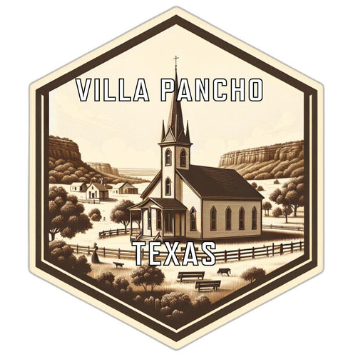 Villa Pancho Texas Souvenir Travel Destination Die Cut Hexagon Fridge Magnet 2-Inch