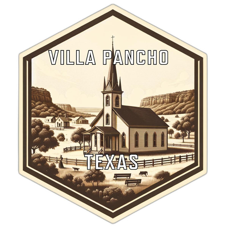 Villa Pancho Texas Souvenir Travel Destination Die Cut Hexagon Fridge Magnet 2-Inch