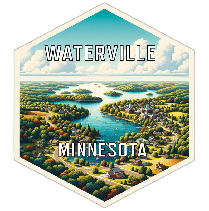Waterville Minnesota Souvenir Travel Destination Die Cut Hexagon Fridge Magnet 2-Inch