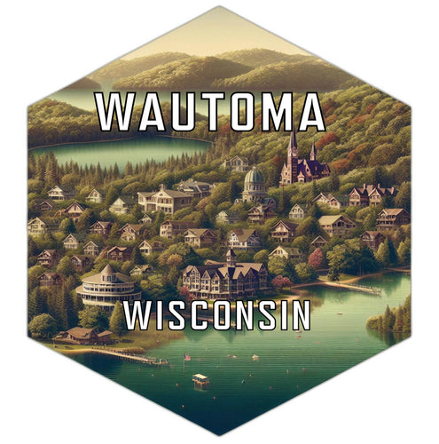 Wautoma Wisconsin Souvenir Travel Destination Die Cut Hexagon Fridge Magnet 2-Inch