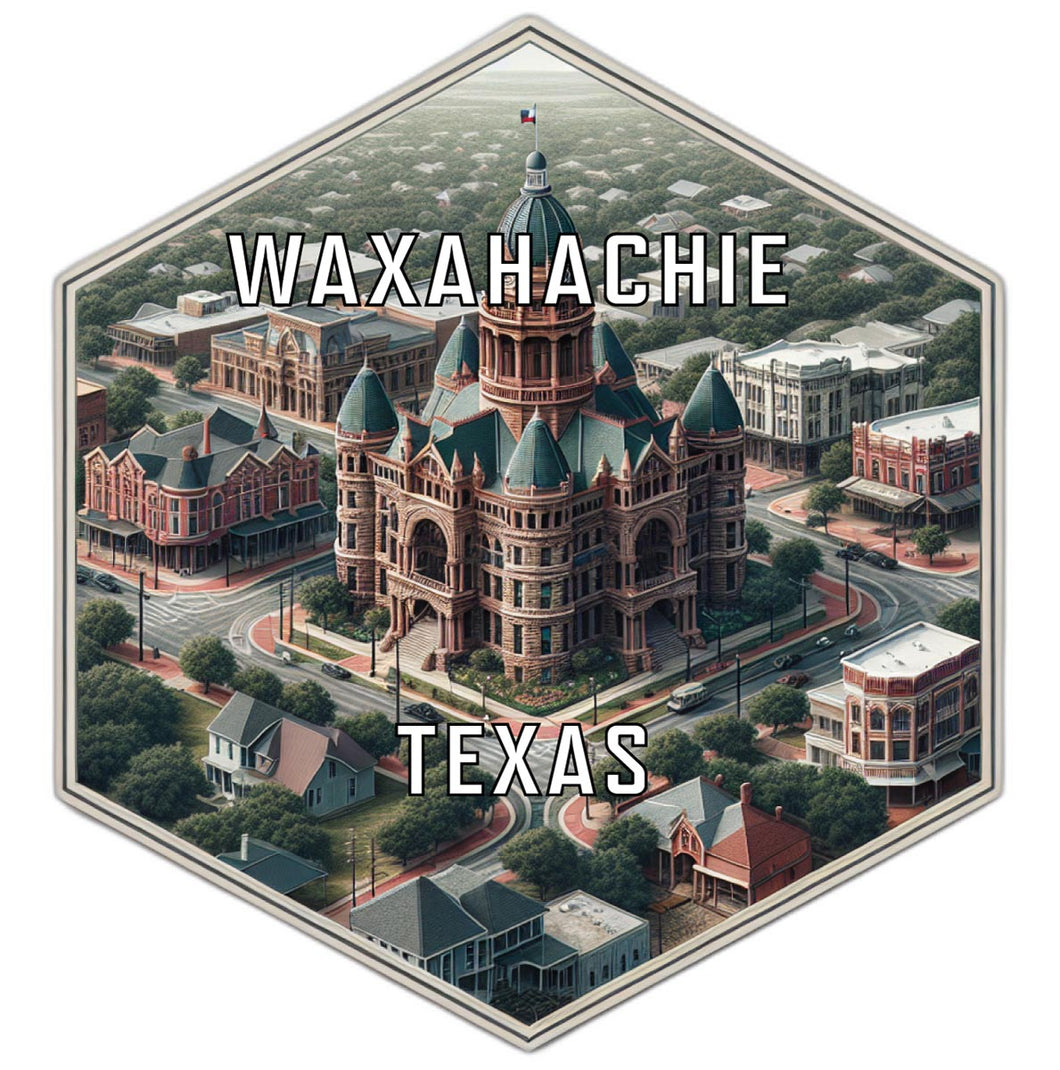 Waxahachie Texas Souvenir Travel Destination Die Cut Hexagon Fridge Magnet 2-Inch